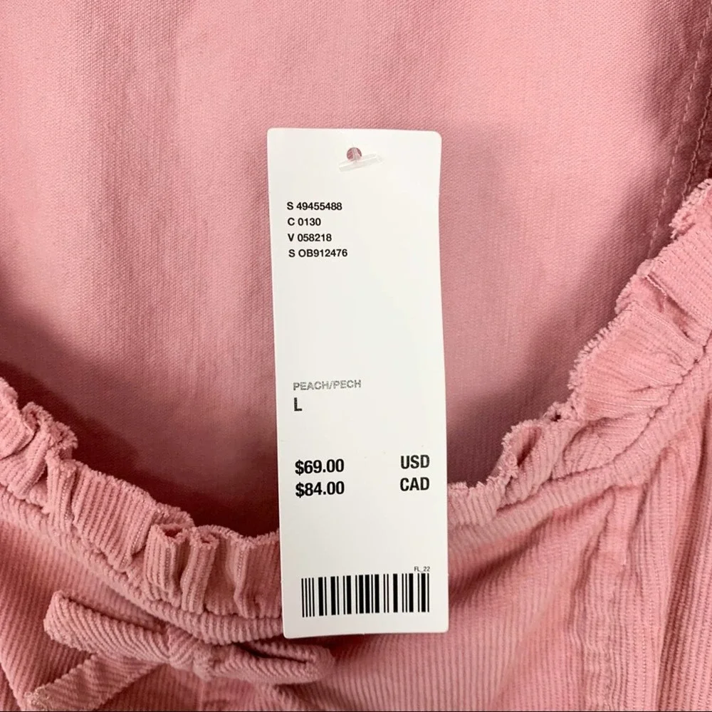 NWT Urban Outfitters Pink Claudia Corduroy Square Neck Mini Dress Size Large - Picture 10 of 12